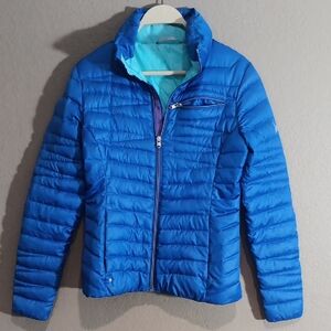 Spyder Blue Women's Puffer Jacket with Light Turquoise Lining